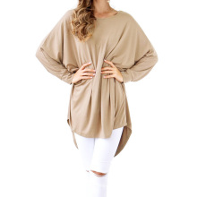 Kate Kasin Womens Casual Loose Long Batwing Ärmel Tan High-Low Kleid KK000706-2